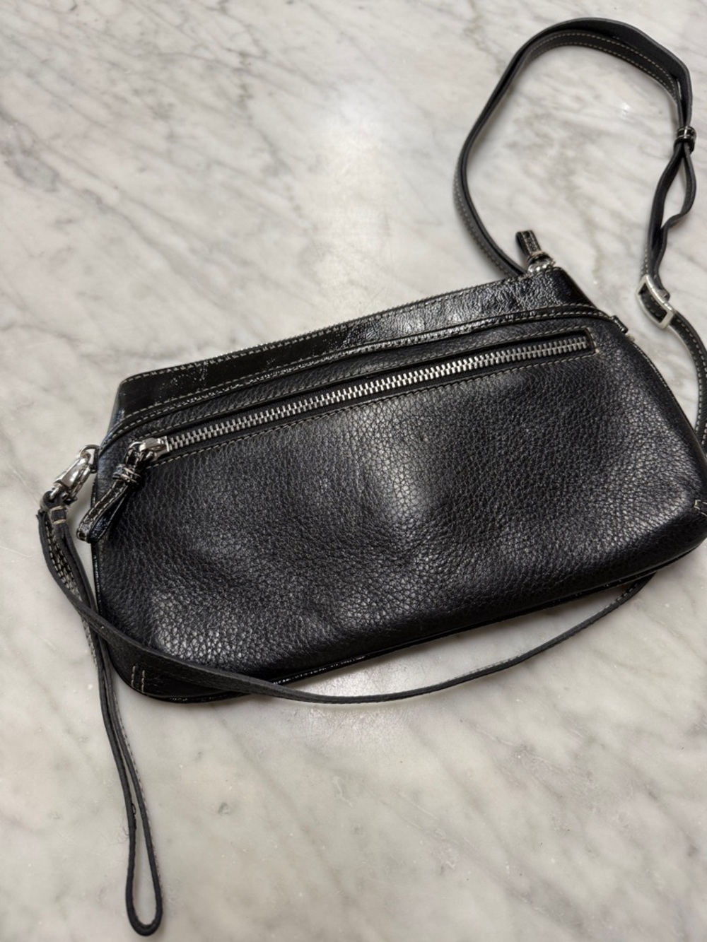 Brighton Black Patent Leather/Leather Clutch Wristlet Crossbody Bag - Picture 4 of 10